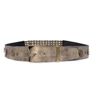 SUZI ROHER Coin Leather Belt in Vintage Gold